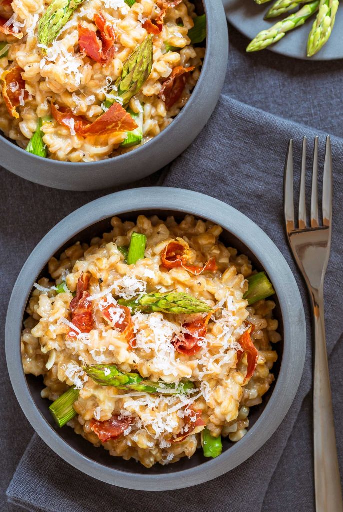 roasted asparagus farro risotto