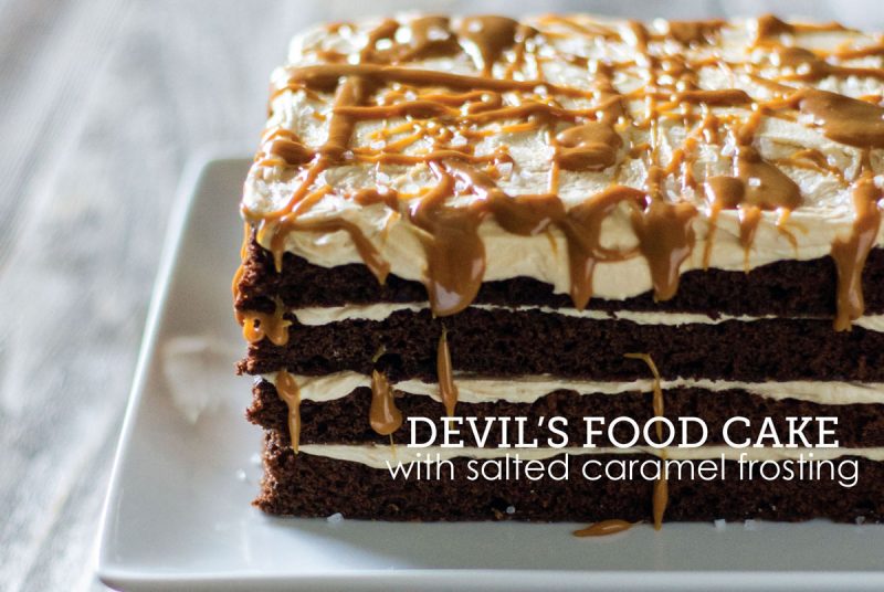 devils food with salted caramel frosting