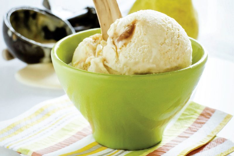 spiced pear ice cream with caramel swirl recipe