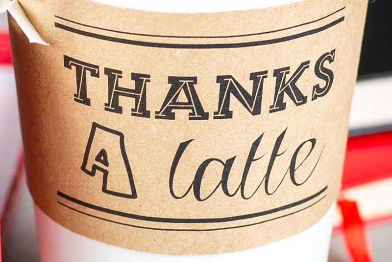 thanks a latte cup wrapper