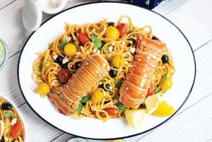 linguine langoustine with roasted tomato garlic