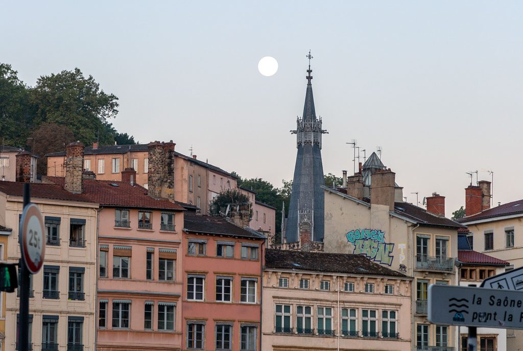 looking at the vieille ville at sunrise, lyon, france