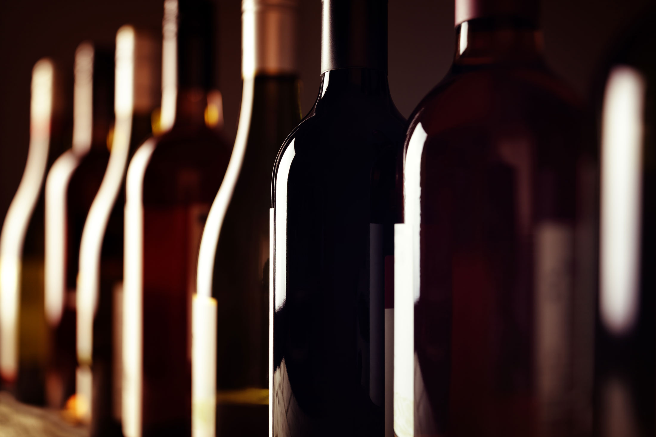 wine bottles on display