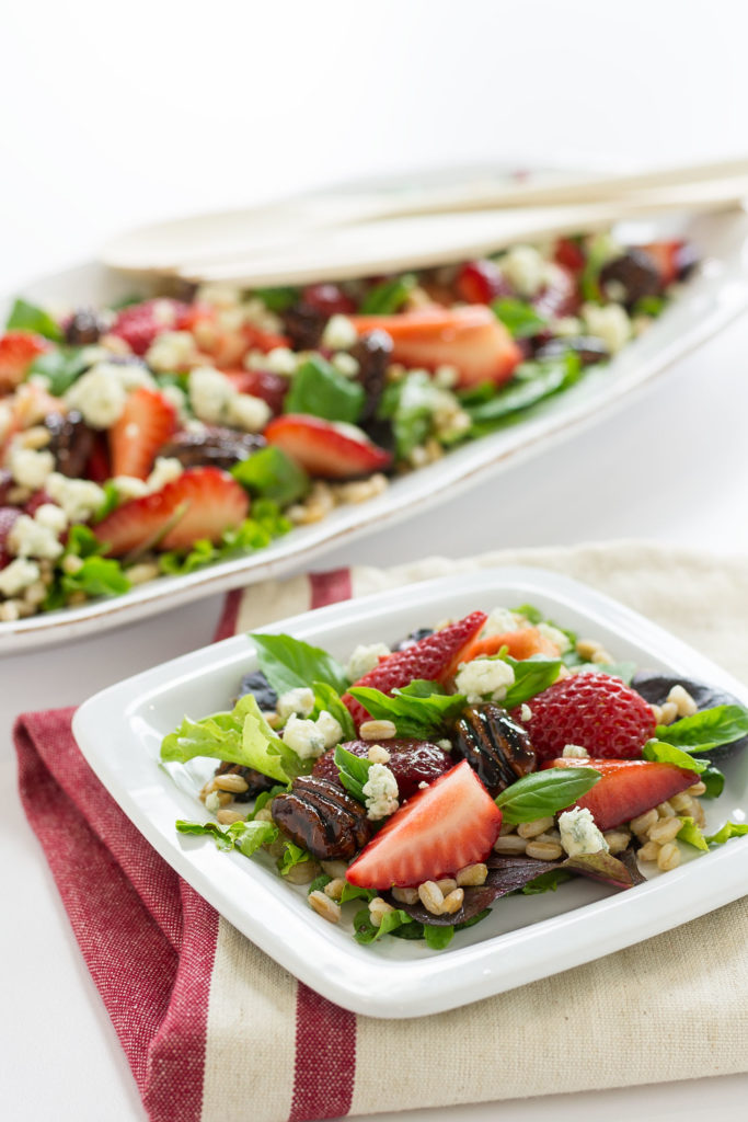 strawberry farro salad with balsamic glazed pecans recipe